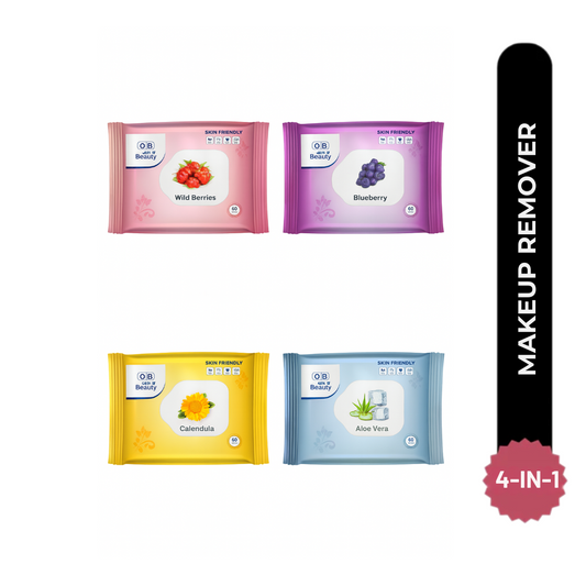 Ocean Beauty Face Cleaning & Makeup Remover Wipes,Wtih Strawberry Extracts, Cleansing And Hydrating Facial Wipes, Wipes 25N Each Pack of 4,Breathing-Cleansing-Moisturing-Soothing Wipes