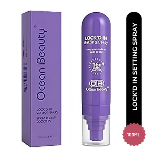 Ocean Beauty Lock'd In Setting Spray, 16h Long-Lasting Makeup Fixant, 100ml, Purple