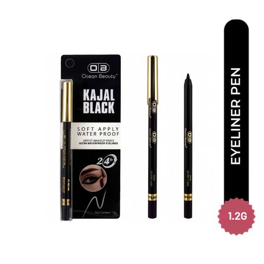 Ocean Beauty Kajal Black Eyeliner , Ultra-waterproof kajal eyeliner, Soft Apply, Quick Dry, Long lasting ,LONG-LASTING: 24-hour 1.2g
