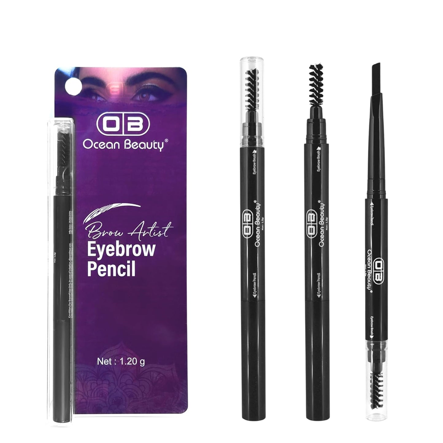 Ocean Beauty Black Artist Eyebrow Pencil, Black, 1.20g