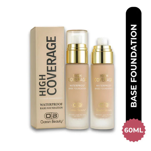 Ocean Beauty High Coverage Waterproof Base Foundation,With SPF 25 PA++, Matte & Poreless, Full Coverage Blendable Normal to Oily Skin, Natural Beige, 50ml, (103)