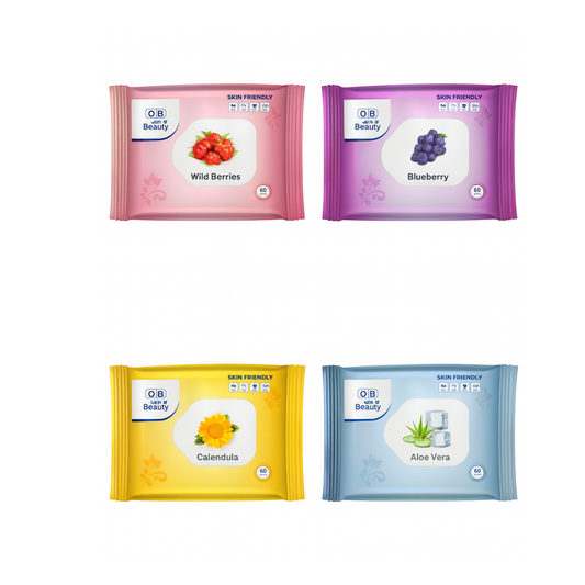 Ocean Beauty Face Cleaning & Makeup Remover Wipes,Wtih Strawberry Extracts, Cleansing And Hydrating Facial Wipes, Wipes 25N Each Pack of 4,Breathing-Cleansing-Moisturing-Soothing Wipes