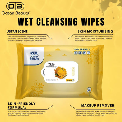 Ocean Beauty Face Cleaning & Makeup Remover Wipes,Wtih Strawberry Extracts, Cleansing And Hydrating Facial Wipes, Wipes 25N Each Pack of 4,Breathing-Cleansing-Moisturing-Soothing Wipes