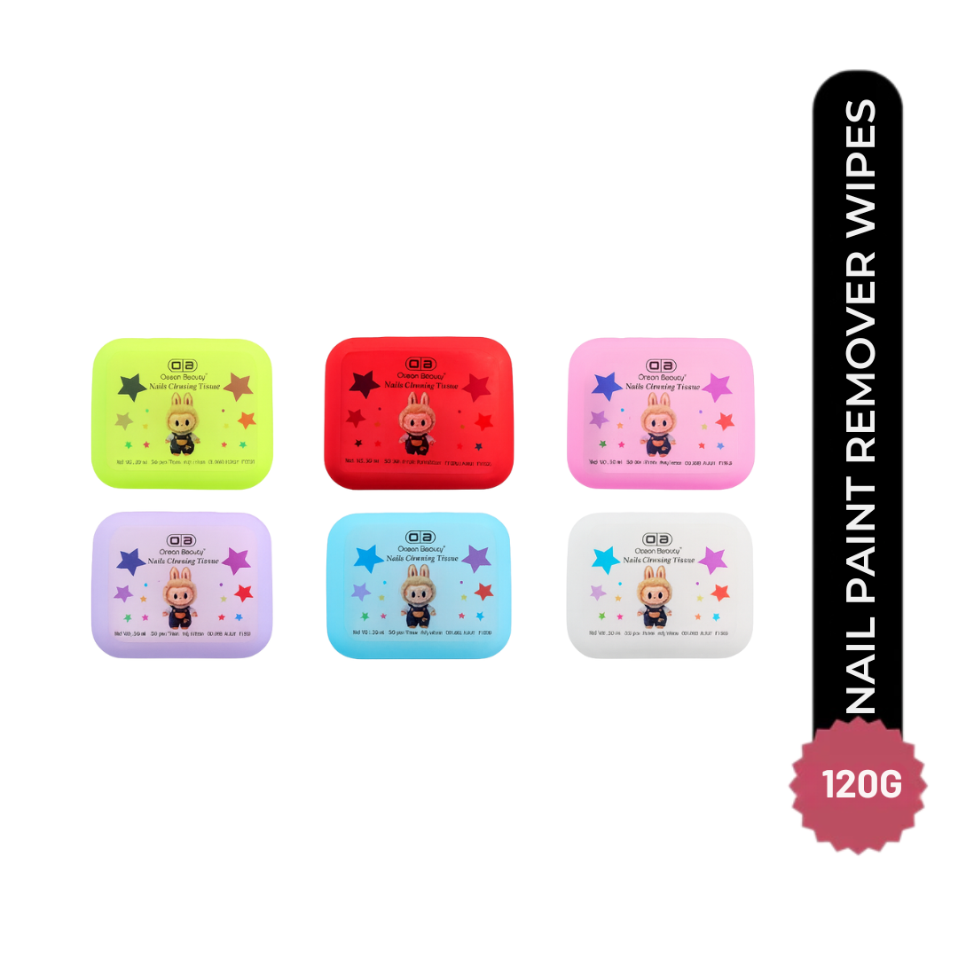 Ocean Beauty Nail Paint Remover Wipes,Gentle Wipes to Skin,Hassle Free Nail Polish Removal, Keeps Nails Moisturized Per Pcs Size 4.7X5.9X1.5 With 6 Pcs