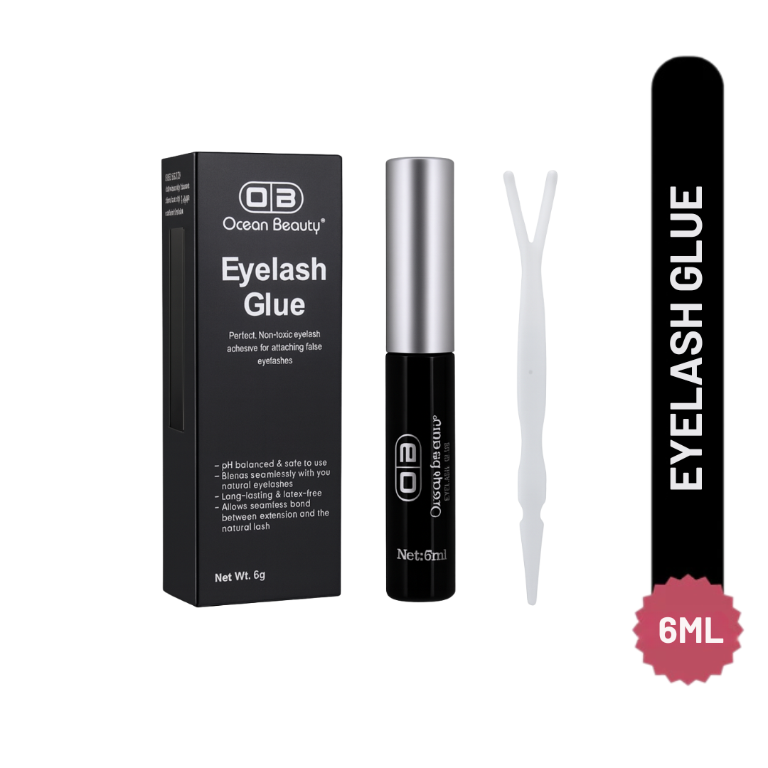 Ocean Beauty Professional Eyelash Adhesive Glue, 6ml, Black, White and Transparent, Waterproof (Black)