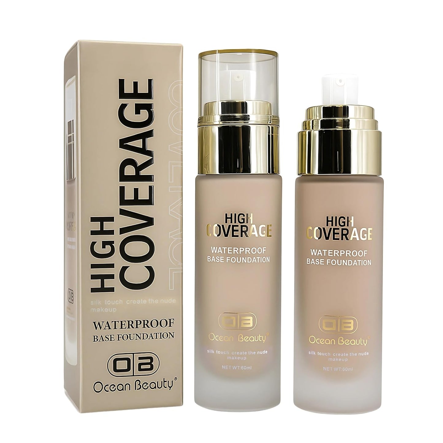 Ocean Beauty High Coverage Waterproof Base Foundation, 50ml, Skin Beige, (105)