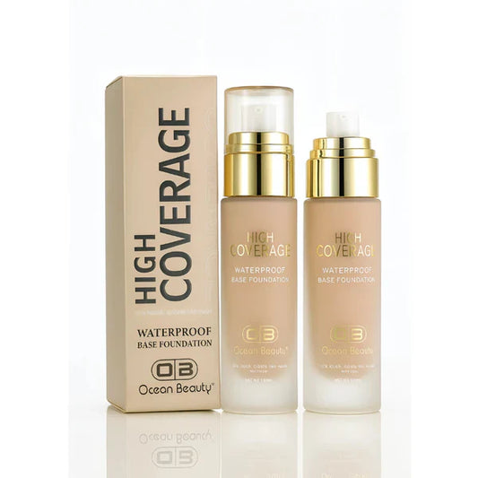 Ocean Beauty High Coverage Waterproof Base Foundation, With SPF 25 PA++, Matte & Poreless, Full Coverage Blendable Normal to Oily Skin, White Ivory, 50ml (101)