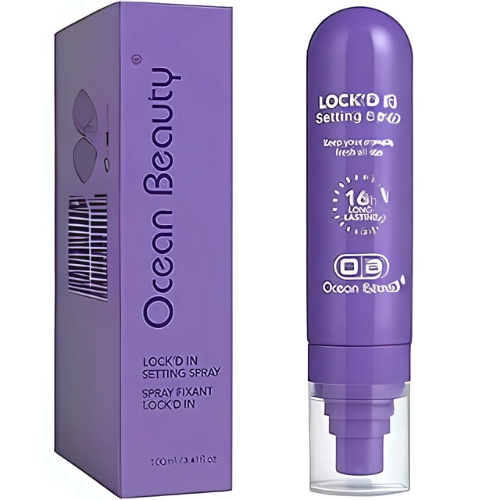 Ocean Beauty Lock'd In Setting Spray, 16h Long-Lasting Makeup Fixant, 100ml, Purple
