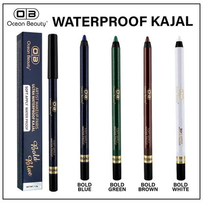 OCEAN BEAUTY Artist Makeup-Paris Ultra Waterproof Kajal With Bold Blue Color Long-lasting, 1.2g